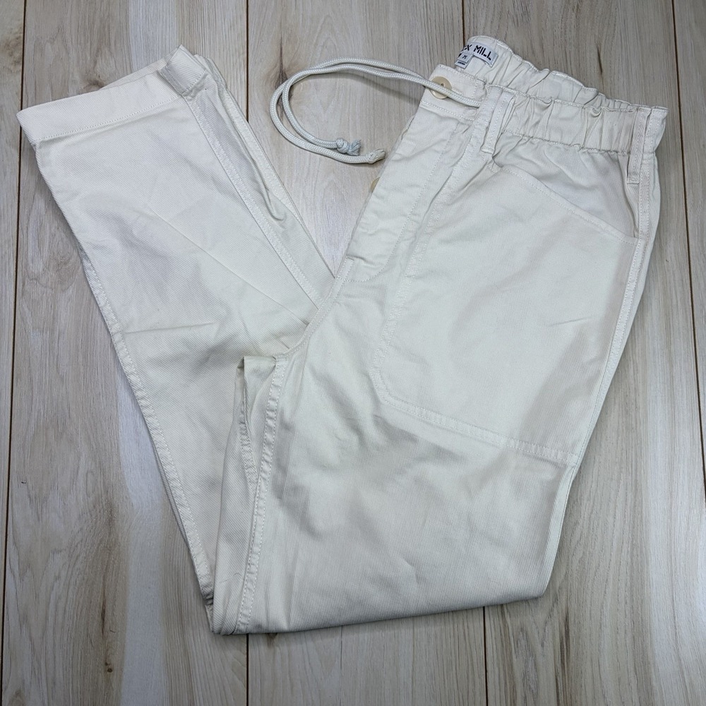 Alex Mill Mens Pants Medium Beige Drawstring Tapered Cotton